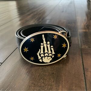 King Baby Studio leather belt Black Belt with Skeleton Hand Buckle